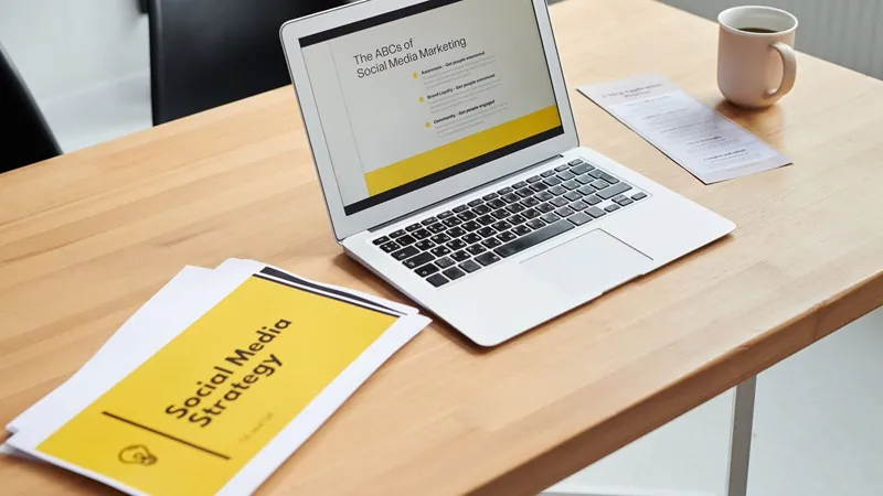 Mesa de trabalho com notebook aberto no planejamento de conteúdo para redes sociais