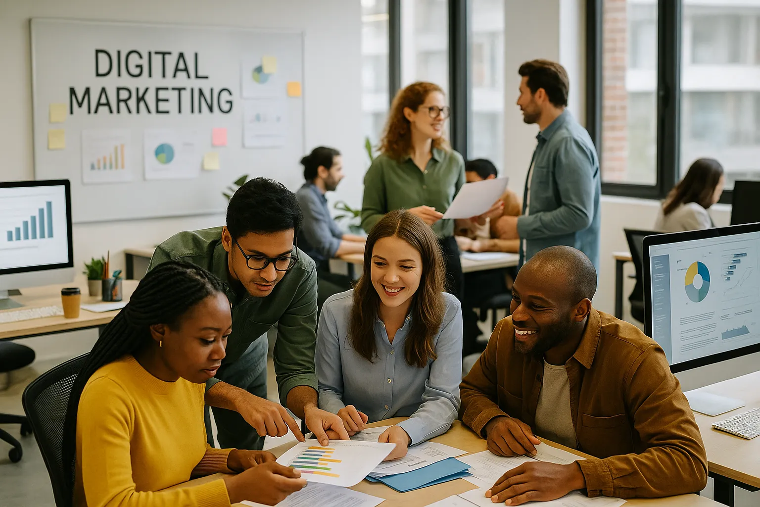 Escritório de franquia de marketing em atividade