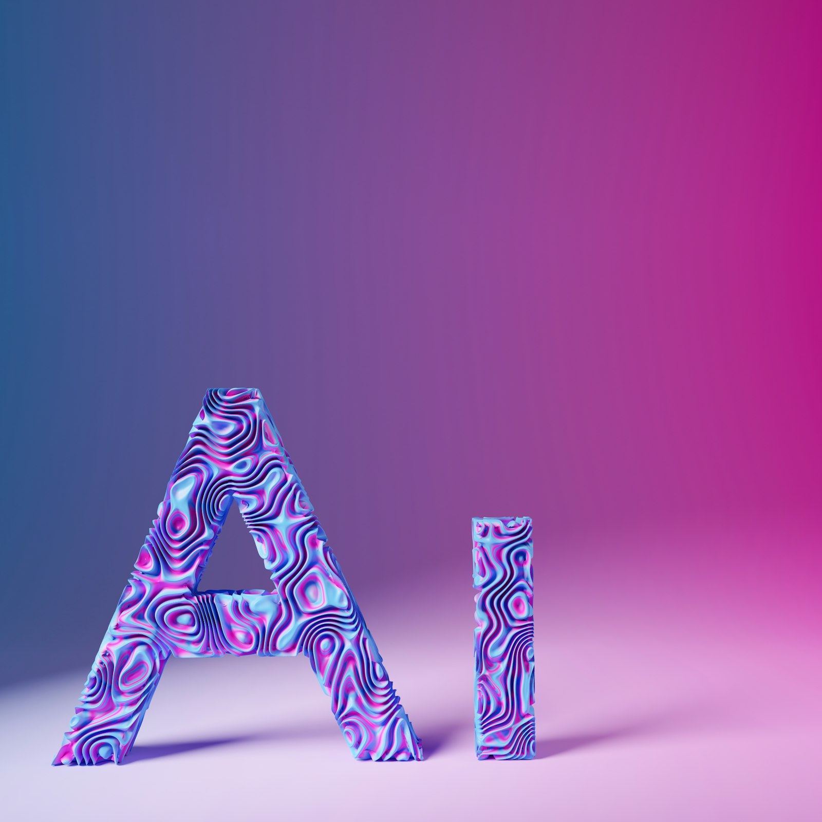 Composição abstrata de letras representando texto gerado por inteligência artificial