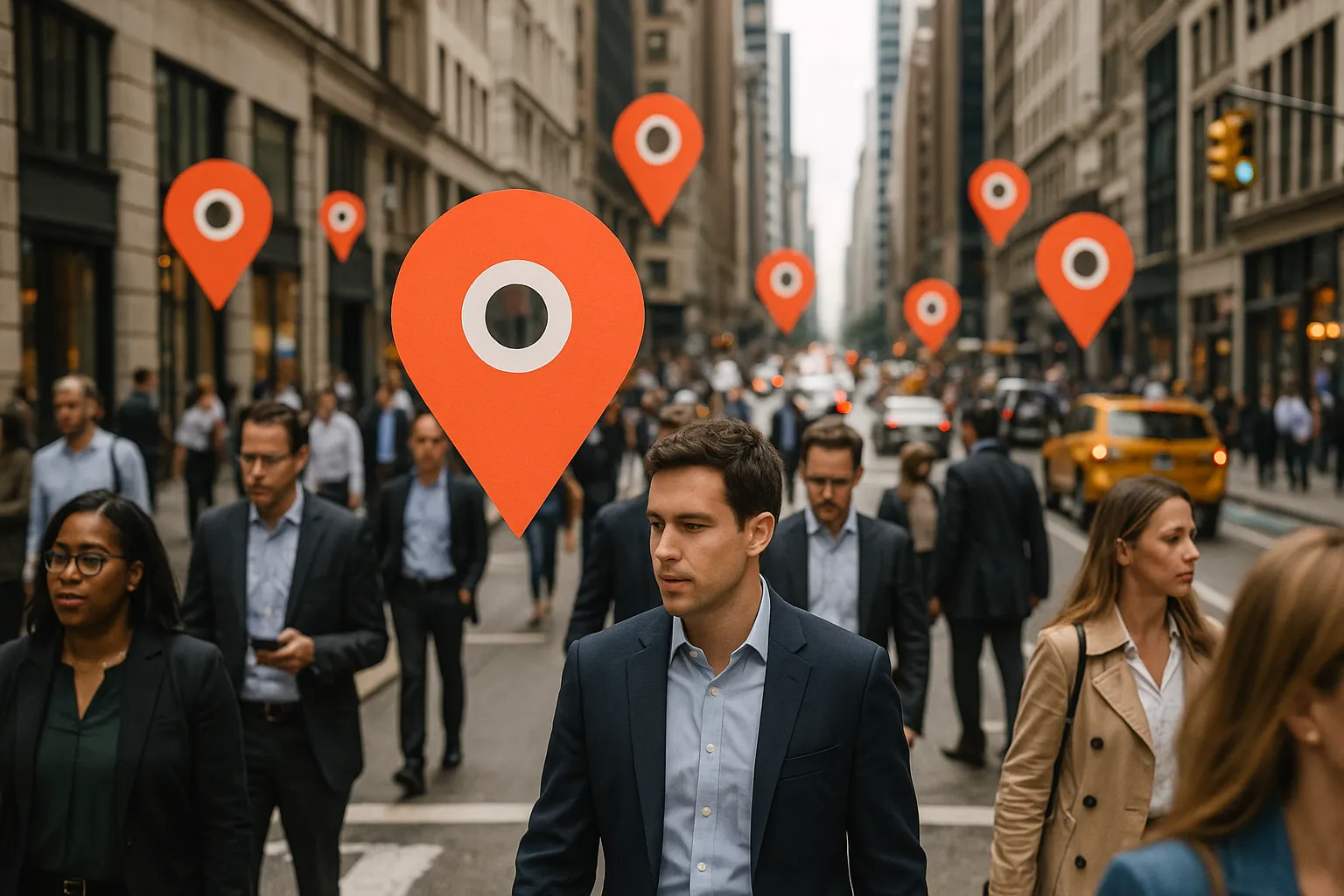 Geolocalização no Marketing Digital em uma rua movimentada