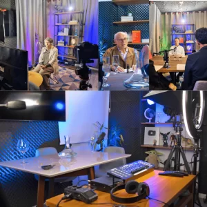 estúdio de podcast